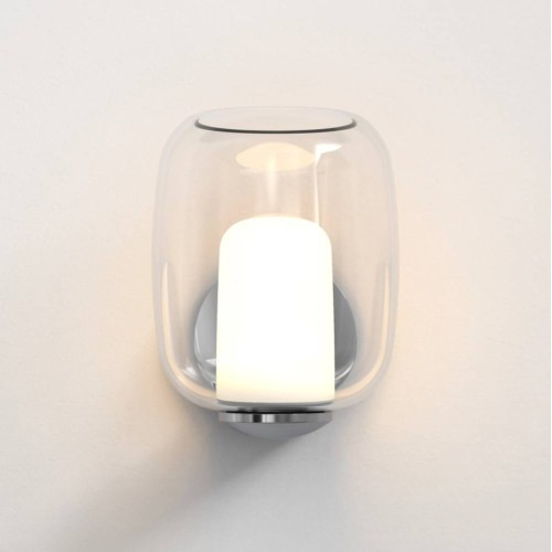 Aquina Bathroom Wall Light in Polished Chrome with Blown Glass Diffuser IP44 rated 1xG9 LED Astro Lighting 1450001