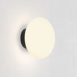 Zeppo Round Bathroom Wall Light in Matt Black and White Glass Diffuser IP44 G9 Astro 1176047