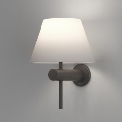 Roma Bronze Bathroom Wall Light with White Glass Conical Shade IP44 using 1 x 3W Max LED G9, Astro 1050006