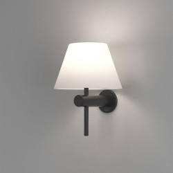 Roma Matt Black Bathroom Wall Light with White Conical Shade IP44 G9 40W, Astro 1050007