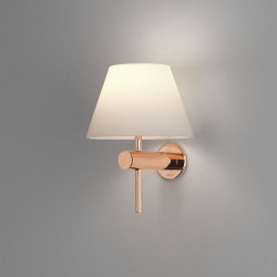 Roma Polished Copper Bathroom Wall Light with Opal Conical Glass Shade IP44 G9 40W, Astro 1050010