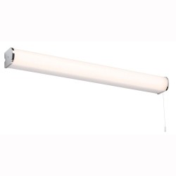 IP44 15W 3000K 1300lm LED Bathroom Wall Light 600mm in Chrome and Diffuser with Pull Cord Switch