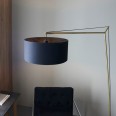Hosty Floor Lamp in Matt Brass with Black Fabric Shade and Exposed Fabric Flex 1x E27/ES Switched