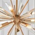 Starly 6 Lights Pendant Light in Antique Brass with Champagne Glass Shards 6x E14/SES LED Lamps