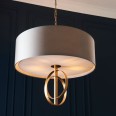 Molly 5 Light Pendant Antique Gold Leaf with Mink Fabric Shade using 5x E27/ES LED Lamps