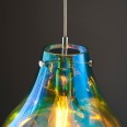 Pary Petrol Metallic Glass Large Pendant with Chrome Trim using 1x E27/ES Filament Lamp