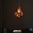 Pary Copper Metallic Glass Large Pendant with Chrome Trim using 1x E27/ES Filament Lamp