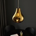 Pary Gold Metallic Glass Large Pendant with Chrome Trim using 1x E27/ES Filament Lamp