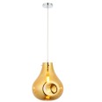 Pary Gold Metallic Glass Large Pendant with Chrome Trim using 1x E27/ES Filament Lamp