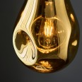 Pary Gold Metallic Glass Medium Pendant with Chrome Trim using 1x E27/ES Filament Lamp