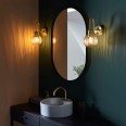 Mily Satin Brass Arched Bathroom Wall Lamp IP44 with Clear Ribbed Glass Shade Switched 1x E27 LED Lamp