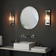 Vily Polished Chrome Bathroom Wall Light with Clear Glass Cylinder Shade IP44 Switched using 1x E27 Filament LED