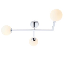 Dily Chrome Semi-Flush 3 Light Bathroom Ceiling Fitting IP44 using G9 LED Dimmable with Sphere Glass Shades