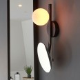 Dily Black Bathroom Wall Light with Switch, Round Mirror and Sphere Glass Shade using 1x G9 LED Lamp
