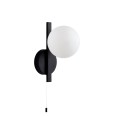 Dily Black Bathroom Wall Light IP44 with Switch and Sphere Glass Shade using 1x G9 LED Lamp