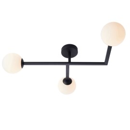 Dily Black Semi-Flush 3 Light Bathroom Ceiling Fitting IP44 using G9 LED Dimmable with Sphere Glass Shades