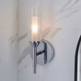 Kimy Polished Chrome Single Bathroom Wall Light Switched IP44 1x G9 LED with Frosted Glass Diffuser
