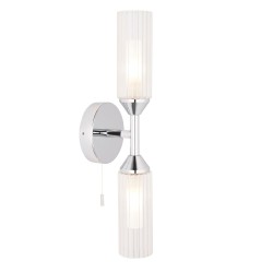 Kimy Polished Chrome Bathroom Wall Light 2 Lamps Switched IP44 2x G9 LED with Frosted Glass Diffusers
