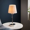 Fordy Polished Chrome Table Lamp with Vintage White Tapered Shade and Pull Cord 1x E27/ES