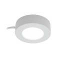 2W Under Cabinet Round LED Light 4000K 160lm Dimmable in White with 2m Prewired Cable IP20 rated