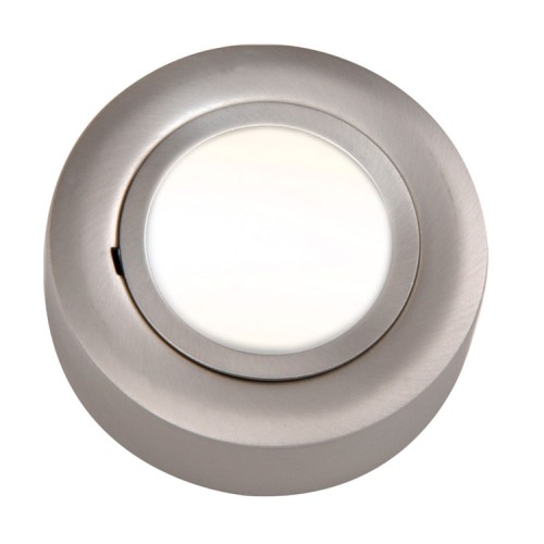 12V 20W Round Under Cabinet Light Fitting in Brushed Chrome with GX5.3 10W/20W Lamps Included