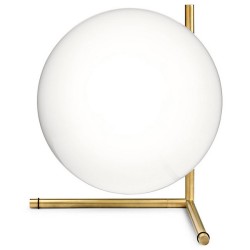 Flos iC T2 Large Table Lamp in Brass with 30cm Opal Diffuser design Michael Anastassiades