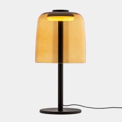 Levels 1 LED Table Lamp in Black with 220mm Diam Amber Glass Shade c/w 14.7W CCT 971lm 3-step Dimming LEDS-C4 10-A002-05-15