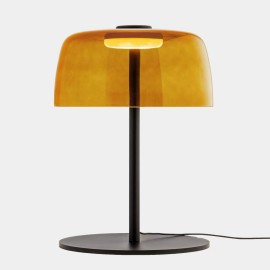 Levels 1 LED Table Lamp in Black with 320mm Diam Amber Glass Shade c/w 14.7W CCT 971lm 3-step Dimming LEDS-C4 10-A003-05-15