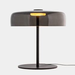 Levels 1 LED Table Lamp in Black with 420mm Diam Smoked Glass Shade c/w 14.7W CCT 971lm 3-step Dimming LEDS-C4 10-A004-05-12