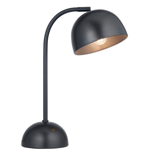 Towy Matt Black Table Lamp with Domed Shade 51cm Height using 1x E14/SES LED Lamp