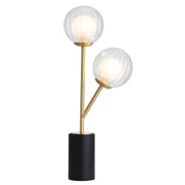 Morty Satin Brass 2 Lights Table Lamps with Clear/Frosted Glass Globes using 2x G9 LED Lamps
