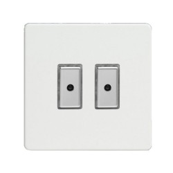 2 Gang 1 Way White Remote/Tactile Touch Control Master LED Dimmer 2 x 0-100W (1-10 LEDs) Varilight JDQE102S