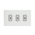 3 Gang 1 Way White Remote/Tactile Touch Control Master LED Dimmer 3 x 0-100W (1-10 LEDs) Varilight JDQE103S