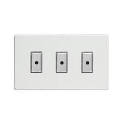 3 Gang 1 Way White Remote/Tactile Touch Control Master LED Dimmer 3 x 0-100W (1-10 LEDs) Varilight JDQE103S