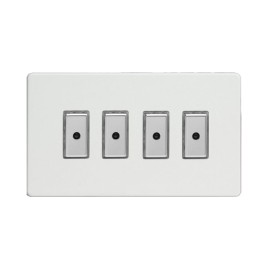 4 Gang 1 Way White Remote/Tactile Touch Control Master LED Dimmer 4 x 0-100W (1-10 LEDs) Varilight JDQE104S