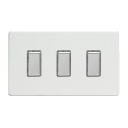 3 Gang White Tactile Touch Control Slave LED Dimmer Twin Plate for use with Eclique2 Master on 2-way Circuits