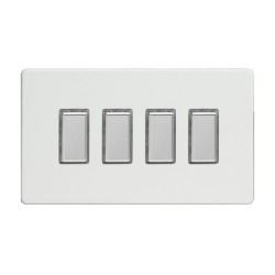 4 Gang White Tactile Touch Control Slave LED Dimmer Twin Plate for use with Eclique2 Master on 2-way Circuits