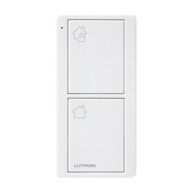 Lutron 2 Button Pico Remote Control in White with Home and Away Engraving PK2-2B-TAW-P01