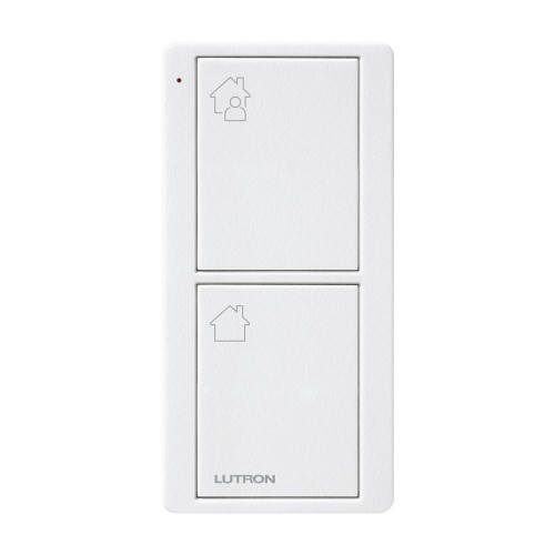 Lutron 2 Button Pico Remote Control in White with Home and Away Engraving PK2-2B-TAW-P01