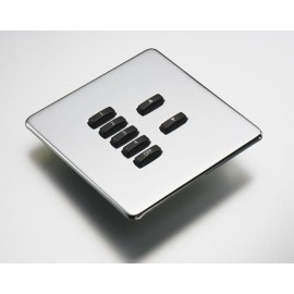 Rako 7 Button Wireless Screwless Cover Plate Kit in Mirror Steel, Rako RLF-070-MS