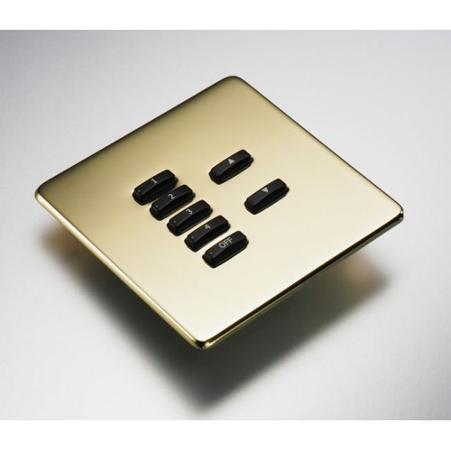Rako 7 Button Wireless Screwless Cover Plate Kit in Polished Brass, Rako RLF-070-PB
