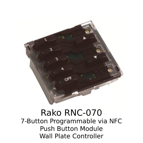 Rako RNC-070 7-Button Programmable via NFC Push Button Module Wall Controller (requires faceplate)