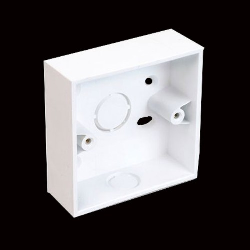 1 Gang White PVC Surface Box Square Corner 32mm Deep with Knockouts, 87mm x 87mm x 32mm