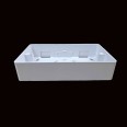 2 Gang White PVC Surface Box Round Corners 32mm Deep with Knockouts, 87mm x 87mm x 32mm