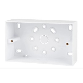 2 Gang 44mm Surface Box White LSF Square Corners with Knockouts, 147mm x 87mm x 44mm