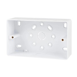 2 Gang 44mm Surface Box White LSF Rounded Corners with Knockouts, 147mm x 87mm x 44mm