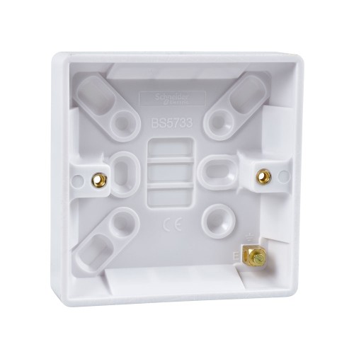 1 Gang Surface Box 16mm Deep White Moulded Plastic, 1G Pattress Box, Schneider Ultimate GU9116