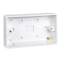 2 Gang Surface Box 25mm Deep White Moulded Plastic, 2G Pattress Box, Schneider Ultimate GU9225
