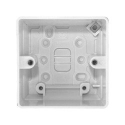MK K2031WHI 1 Gang Surface Box 40mm Depth in White, a Pattress Back Box MK Logic Plus White Rounded Corners