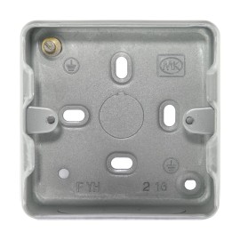MK K8891ALM 1 Gang 38mm Surface Metalclad Box for 1 or 2 Grid Modules 5 x 20mm Knockouts